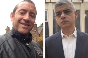 Rapist David Carrick (left) and mayor Sadiq Khan (right, credit LDRS)