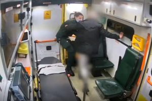 CCTV of a paramedic being attacked