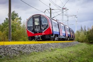 A new Piccadilly Line train running on a test track (credit Seimens)