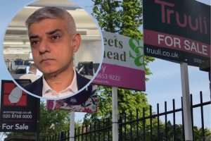 Sadiq Khan (inset) blames Liz Truss
