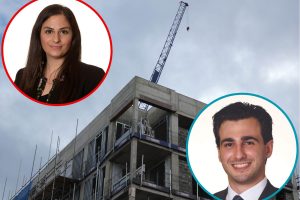 Council leader Nesil Caliskan (inset left) and opposition leader Alessandro Georgiou (inset right) clashed over where to build new homes in Enfield