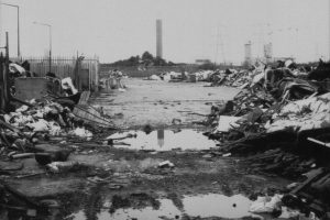 A view of Edmonton incinerator, part of Ben Nathan’s Remains (2028) exhibition