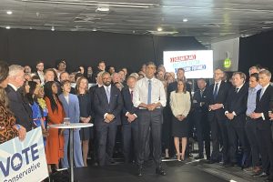 Rishi Sunak at the Conservative Party campaign launch at the Excel Centre