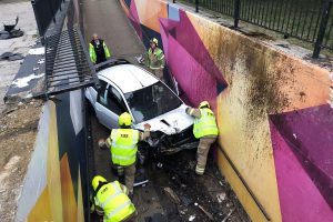 The aftermath of the collision in Bull Lane