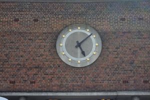 The renovated clock back in position opposite Southgate Station