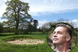 Whitewebbs Park and (inset) Chris Packham (credit Garry Knight via Wikimedia Commons)