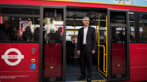 Mayor of London Sadiq Khan on a bus (credit GLA)