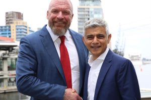 Triple H (left) meets Sadiq Khan (right)