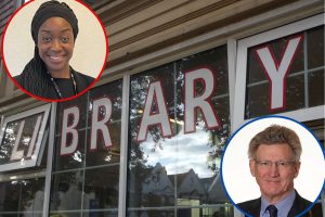 John Jackson Library with Labour's Chinelo Anyanwu (left) and Tory Edward Smith (right)