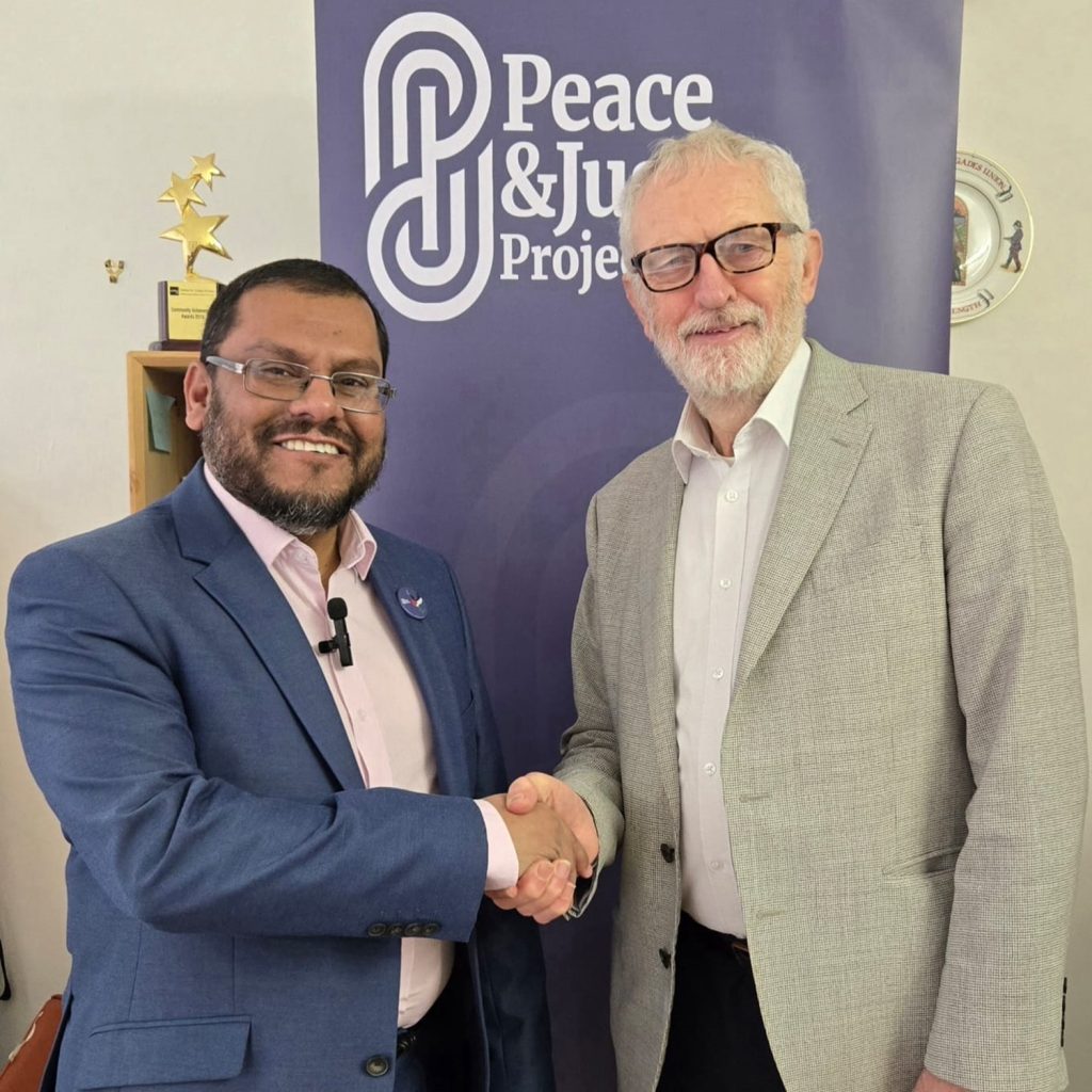 Khalid Sadur with Your Party co-founder Jeremy Corbyn