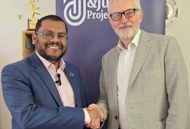 Khalid Sadur with Your Party co-founder Jeremy Corbyn