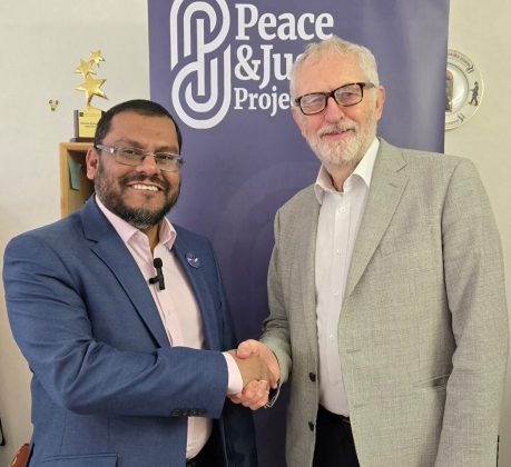 Khalid Sadur with Your Party co-founder Jeremy Corbyn