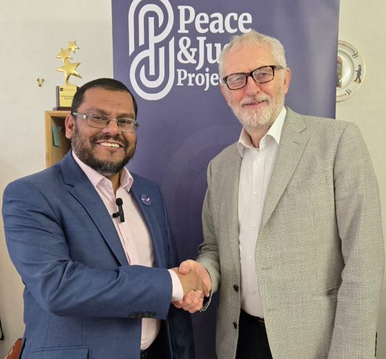Khalid Sadur with Your Party co-founder Jeremy Corbyn