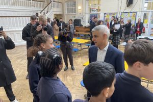 Sadiq Khan pictured on a visit to his old school, Fircroft Primary in Tooting (credit Noah Vickers/LDRS)