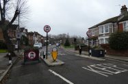 Warwick Road within the Bowes LTN, where most vehicles are banned from entering or exiting the LTN