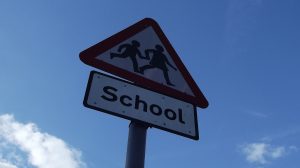 'School ahead' road sign