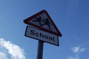 'School ahead' road sign