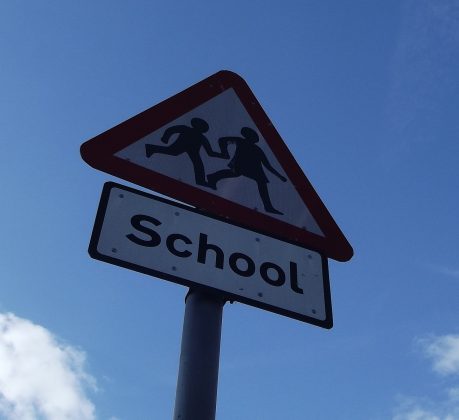 'School ahead' road sign