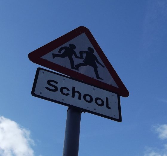 'School ahead' road sign