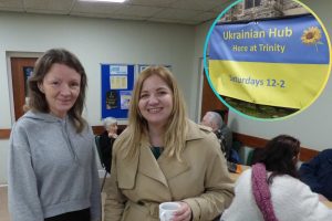 Liudmyla (left) and Oksana (right) at Enfield's Ukraine Hub