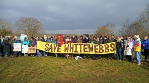 Local campaigners gathered at Whitewebbs Park to protest the plans by Spurs