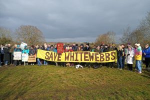 Local campaigners gathered at Whitewebbs Park to protest the plans by Spurs