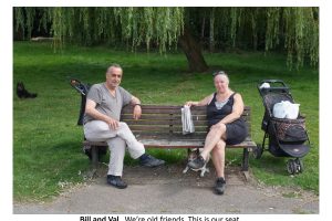 One of Barbara Luckhurst's photos of people sitting on a bench in Broomfield Park