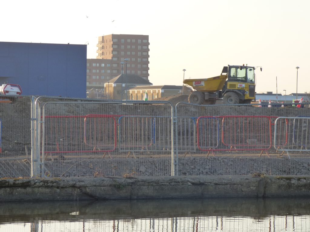 Construction work is ongoing at Meridian Water