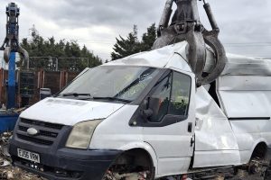 A van linked to fly-tipping was crushed after being seized by Enfield Council