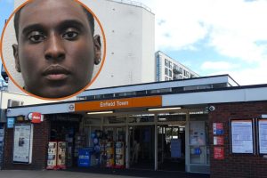 Enfield Town Station and (inset) George Kamau