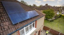 Solar panels on a home in Edmonton (credit Peter Landown Photography)