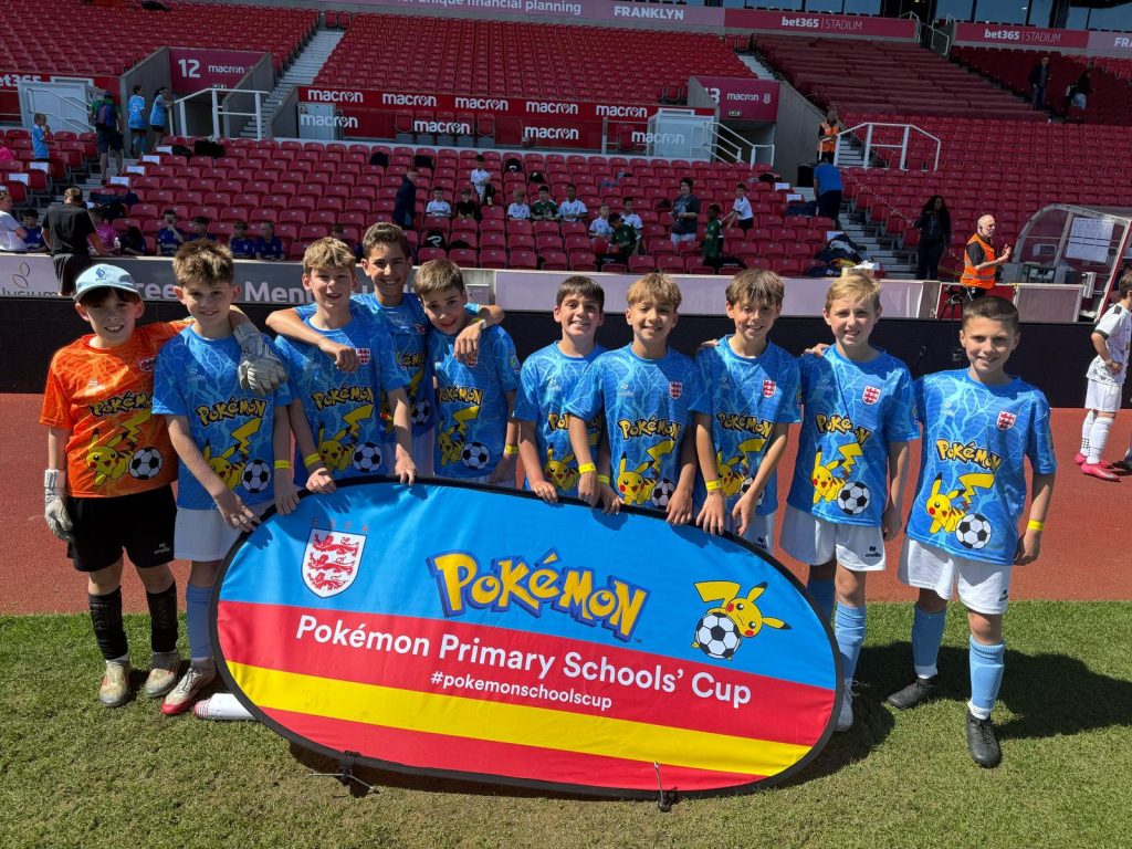 Wolfson Hillel Primary School's team celebrate winning the Pokemon Primary School Cup