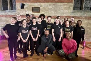 Young Notes Choir on the set of the recording with Royal British Legion