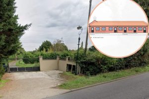 The entrance to the stables in Theobalds Park Road and (inset) Kedleston's school plans