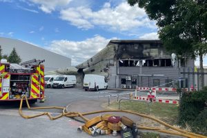 The aftermath of the Mollison Avenue warehouse fire (credit Clara Aberneithie)
