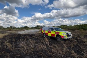 Firefighters tackling the blaze at Rammey Marsh (credit LFB)