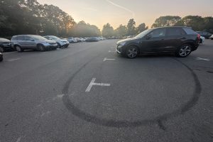 Joyriders have been doing 'doughnuts' on the car park at Forty Hall (credit Joe Ives)