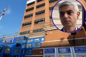 Edmonton Police Station and (inset) Sadiq Khan