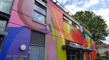 The To Autumn mural on the side of Enfield Town Library