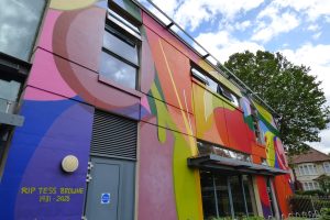 The To Autumn mural on the side of Enfield Town Library