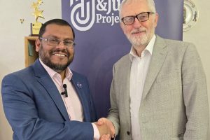 Khalid Sadur from Enfield Community Independents (left) has been working with Jeremy Corbyn (right)