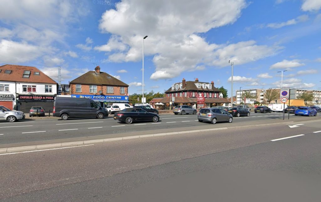 The A10 near Carterhatch Lane (credit Google)