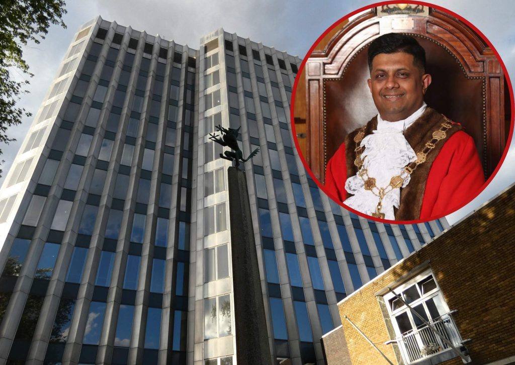 Enfield Civic Centre and (inset) Mohammad Islam