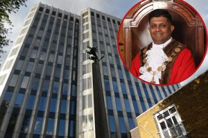 Enfield Civic Centre and (inset) Mohammad Islam