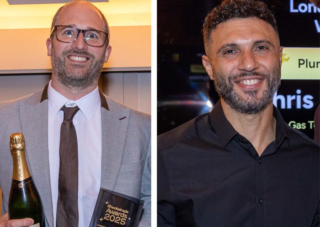 Richard Mace with his award for London's best painter and decorator (left) and Chris Efthymiou with his award for London's best plumber (right)