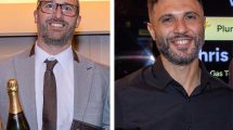 Richard Mace with his award for London's best painter and decorator (left) and Chris Efthymiou with his award for London's best plumber (right)
