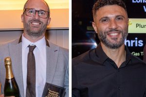 Richard Mace with his award for London's best painter and decorator (left) and Chris Efthymiou with his award for London's best plumber (right)