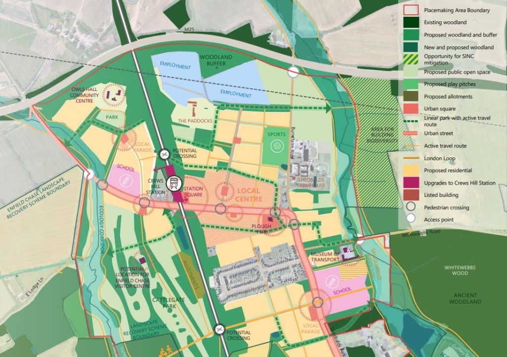 Part of the newly-published masterplan for Crews Hill's development