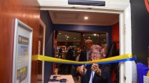 RFU president Deborah Griffin OBE cuts the ribbon on the new facilities at Enfield Ignatians' clubhouse