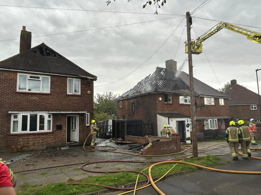 The aftermath of the fire in Ensign Drive (credit LFB)